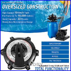 10 Sand Filter Above Ground with 1/3HP Pool Pump 2640GPH Flow Up to 10000Gallon