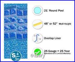 21' Round Overlap Swirl Tile Above Ground Swimming Pool Liner 25 Gauge