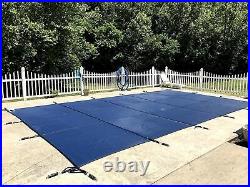 In-Ground Swimming Pool Safety Cover 2-Ply Rectangle Polypropylene Mesh, Blue