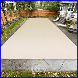 Pool Cover Rectangular Inground Swimming Pool Winter Cover Pool Safety-Beige