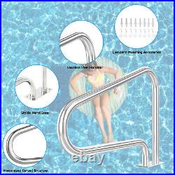 Set of 2 Swimming Pool Hand Rail Stainless Steel with Quick Mount Base