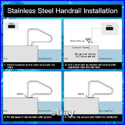 Swimming Pool Hand Rail 49 Stainless Mount Pool Stair Rail WithBase Plate