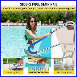 Swimming Pool Hand Rail Stainless Steel Ladder Handrail Stair Rail with Base Plate