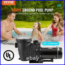 VEVOR Above Ground Swimming Pool Pump Single Speed 2 HP 110 GPM 110V / 240V