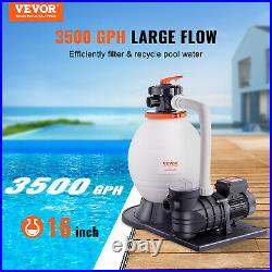 VEVOR Sand Filter Above Ground with 1 HP Pool Pump 3500 GPH Flow 16 6-Way Valve