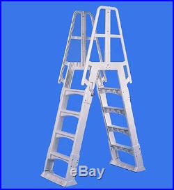 VinylWorks Slide Lock A Frame Ladder For Aboveground Swimming Pool SLA-W