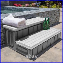 XtremepowerUS 36 Universal Spa and Hot Tub 2-Steps Resin with Storage